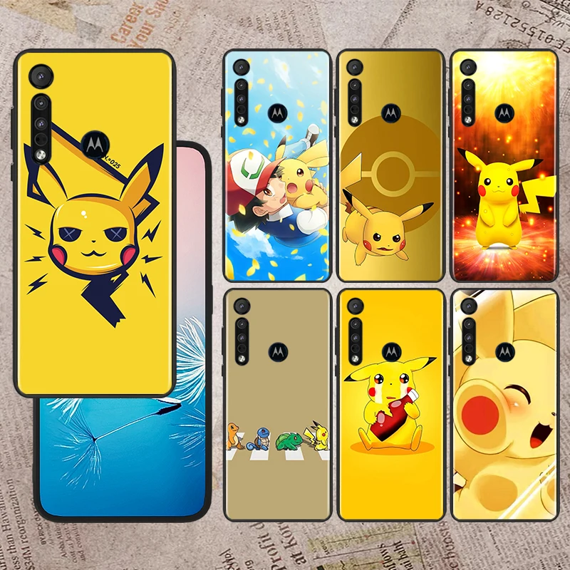 

Pikachu Animated Pokemon For Motorola Moto G60S G60 Edge 20 E20 E7i E6i E6S G9 G8 Plus G Power One Fusion Black Phone Case