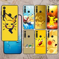 pikachu animated pokemon for motorola moto g60s g60 edge 20 e20 e7i e6i e6s g9 g8 plus g power one fusion black phone case