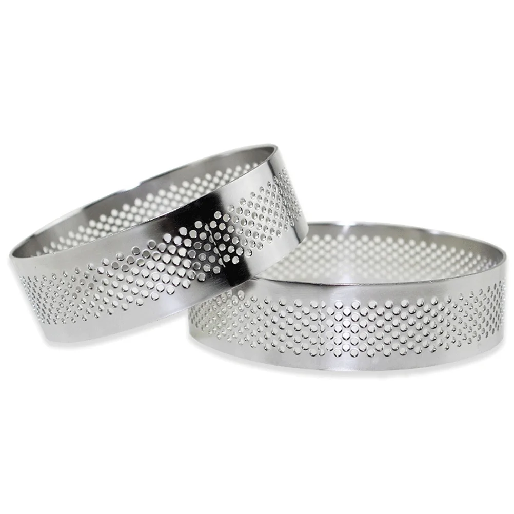 7CM Stainless Steel Perforated Tart Ring Shell Pan Mousse Pie Quiche Circle Mold with Holes Baking Tools |