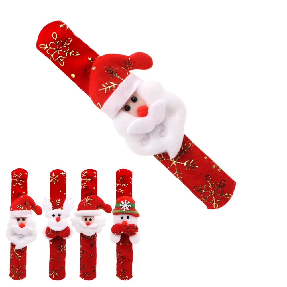 

Christmas Slap Bracelets Christmas Slap Bands Xmas Slap Wristbands Stamping Slap Bands with Snowflakes Santa Claus Snowman Elk