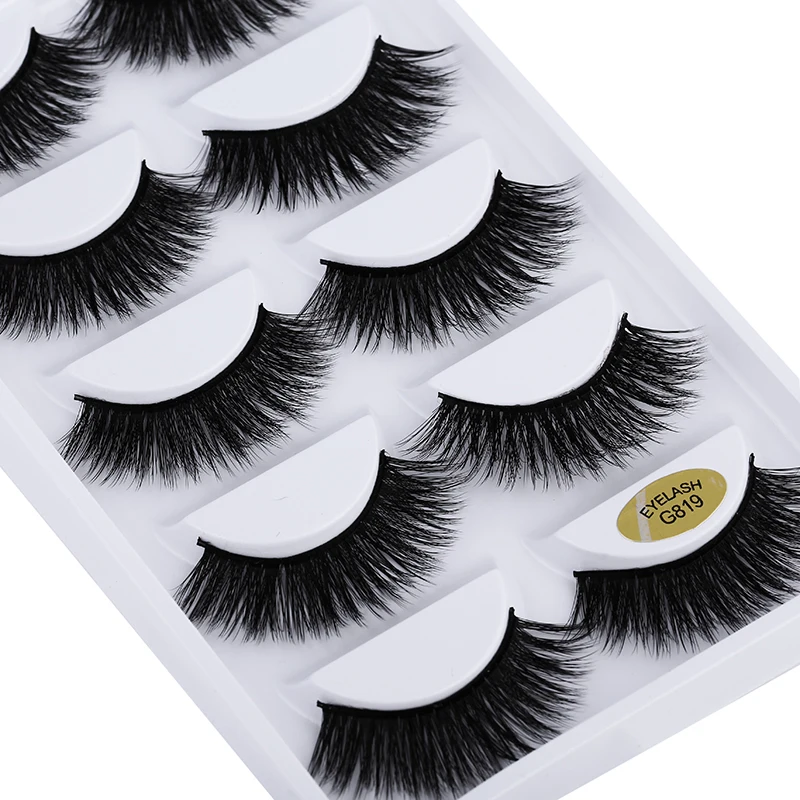5 Pairs 3D Mink Eyelashes Natural False Faux Cils Maquillaje Long Lashes Soft Fake Extension Makeup Cosmetic | Красота и здоровье