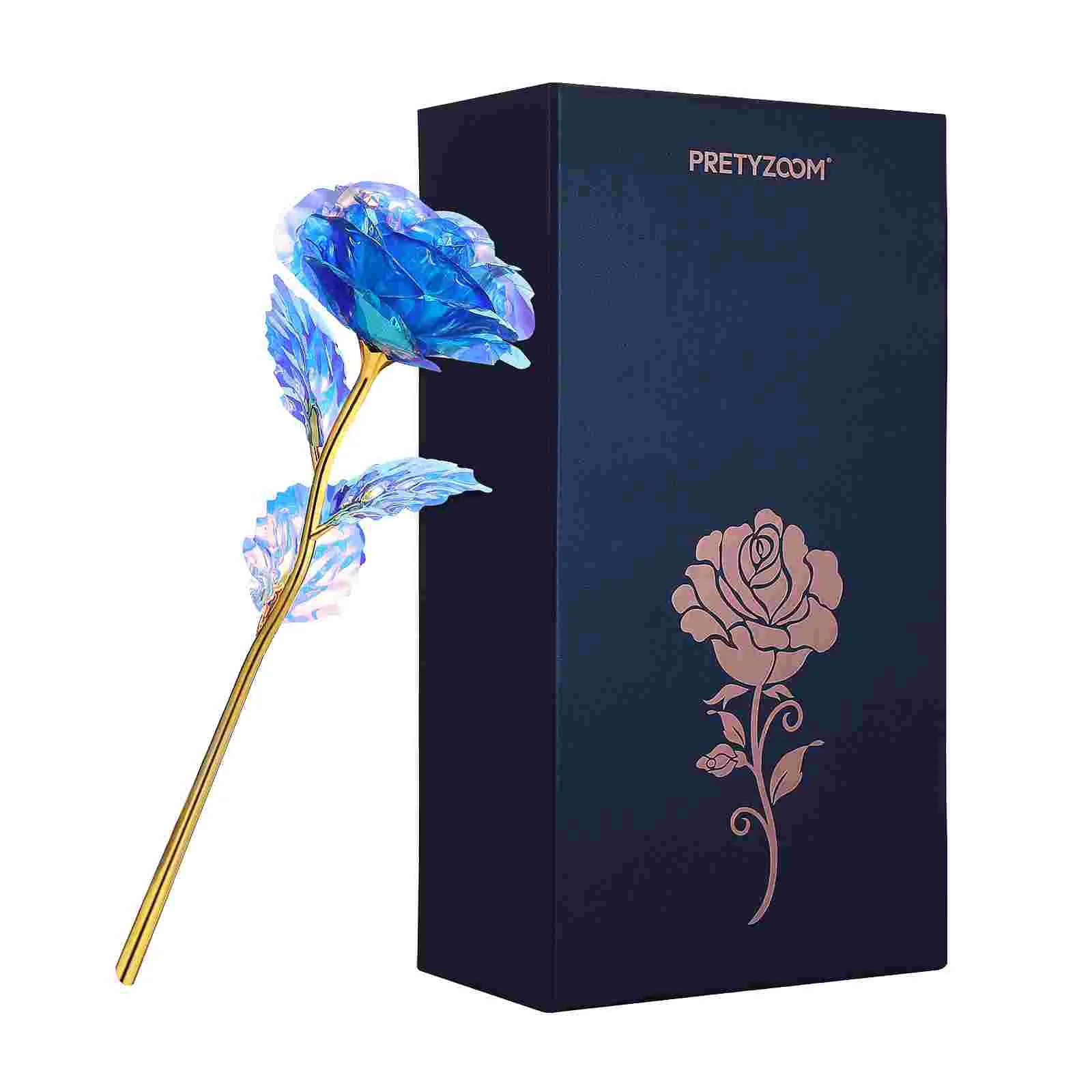 

Charming Brillant Blue Rose Artificial Rose Gold Rose with Stand for Wedding