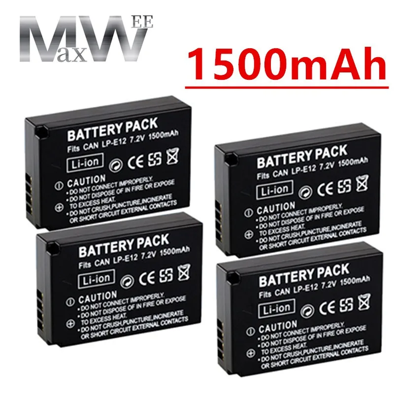 

LP-E12 1500mAh LP E12 LPE12 литий-ионный Аккумулятор для Canon EOS M50, EOS M100100D Kiss X7 Rebel SL1 батареи для камеры
