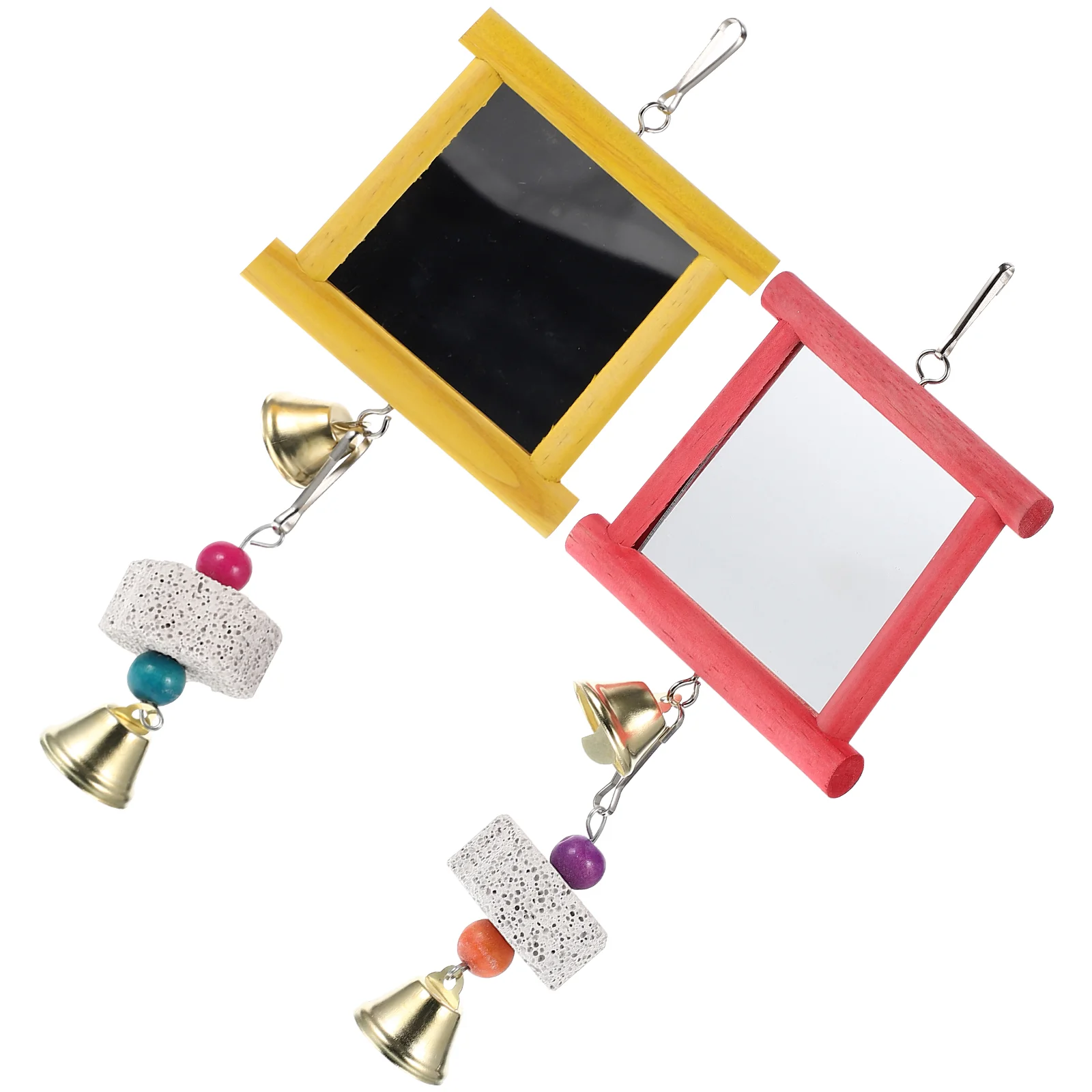 

2Pcs Parakeet Mirror Toys Parrot Mirror Playthings Decorative Bird Mirror Chicken Toys