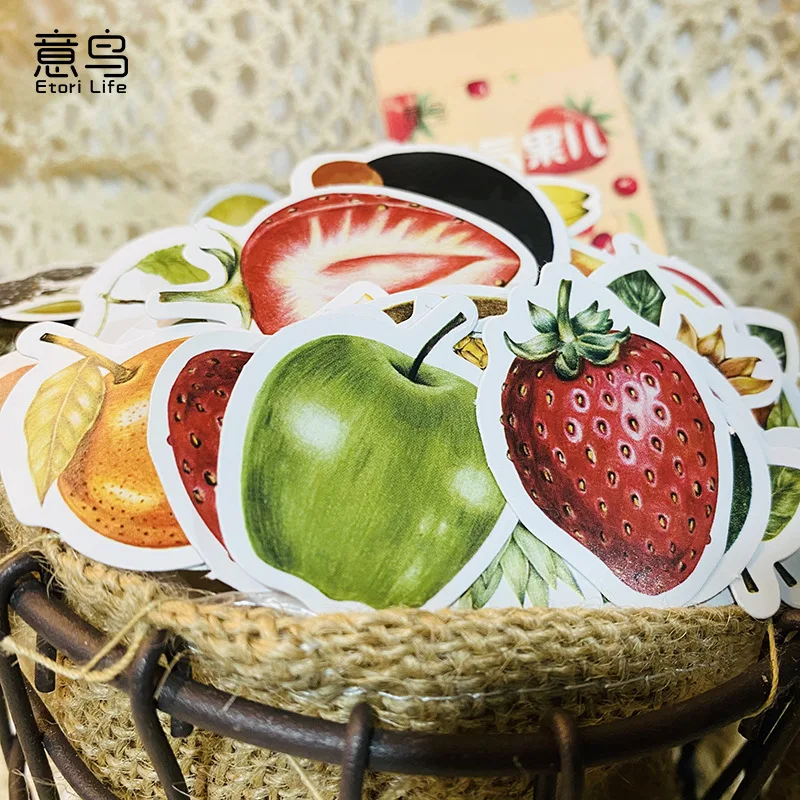

40Packs Wholesale Cartoon Fruit Diary Cartoon Sticker Creative DIY Diary Stationery Sticker For Children kawaii stickers