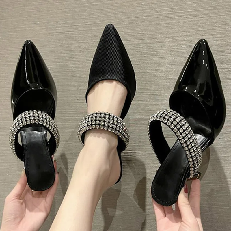 

Стразы инкрустированные босоножки с ремешками на щиколотке для женщин весна-лето 2022 модная дизайнерская обувь в Корейском стиле на высоком...
