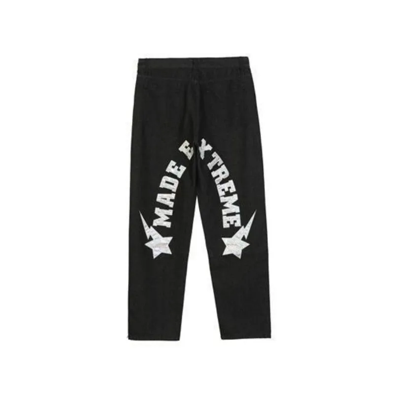 Jeans With Print Star Vintage Men Trendyol Denim Trousers Baggy Black Y2k Jean Hip Hop FASHION Streetwear Man Pants Men's
