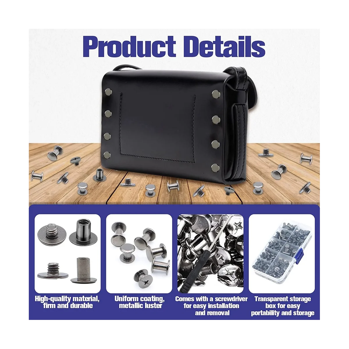 150 комплектов винтов Чикаго 6 размеров круглые плоские кожаные заклепки M5 Chicago