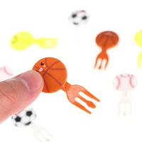 three pronged fruit fork is not easy to fall football style is cute and convenient to hold flexible and safe to use 8 pieces