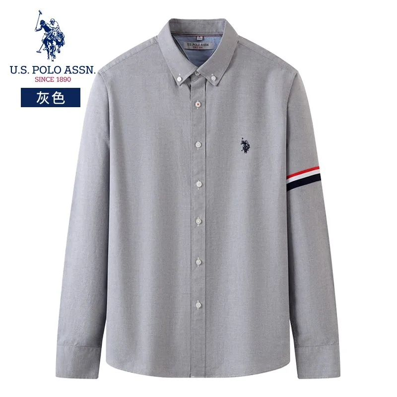 Мужская хлопковая рубашка-поло с длинным рукавом свободного покроя |