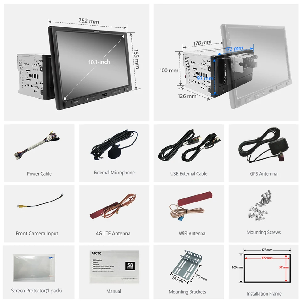 Мультимедийная магнитола ATOTO мультимедийная стерео-система на Android с 10 1-дюймовым