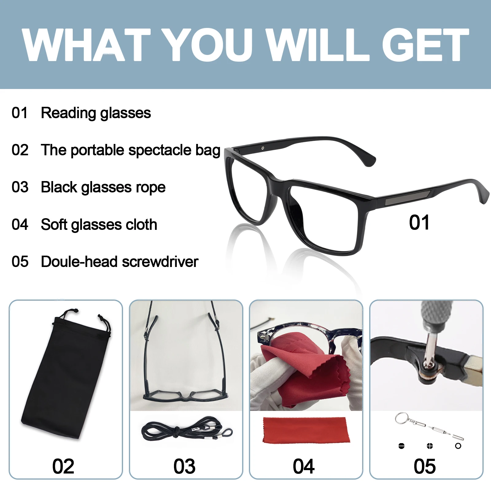 Квадратные очки для чтения мужчин большие оптические пресбиопии удобные