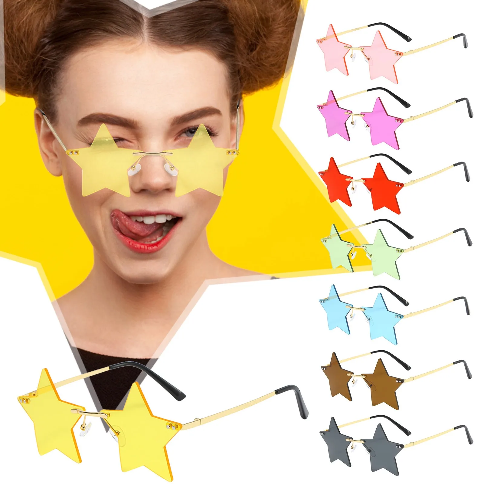 

Funny Clouds Star Shaped Eyeglasses Trendy Irregular Shape Cool Sunglasses Retro Rimless Shades Sun Glasses Steampunk Sunglasses