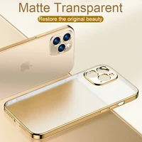 luxury plating frame matte transparent silicone case for iphone 13 12 11 pro max mini x xs xr 7 8 plus se 2022 shockproof cover