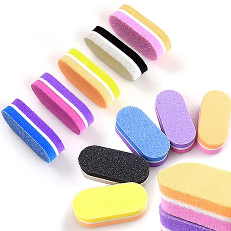 

10PCS Double Sided Mini Nail File Oval Sponge Rub For Manicure Sponge Polishing Nail Polishing Buffer File Nail Accessories