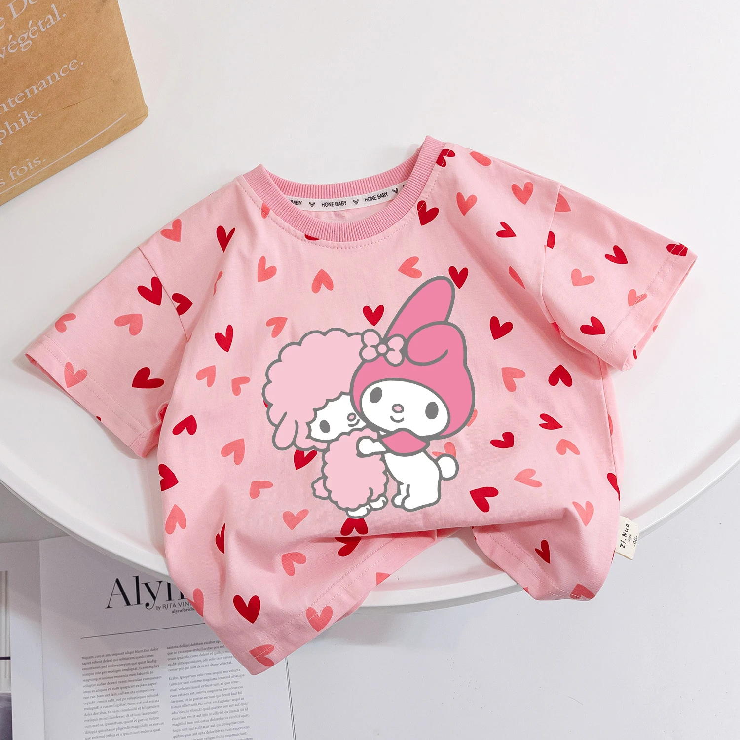 Miniso Sanrio Cinnamoroll Детская футболка с героями мультфильмов My Melody pompurin милые свободные