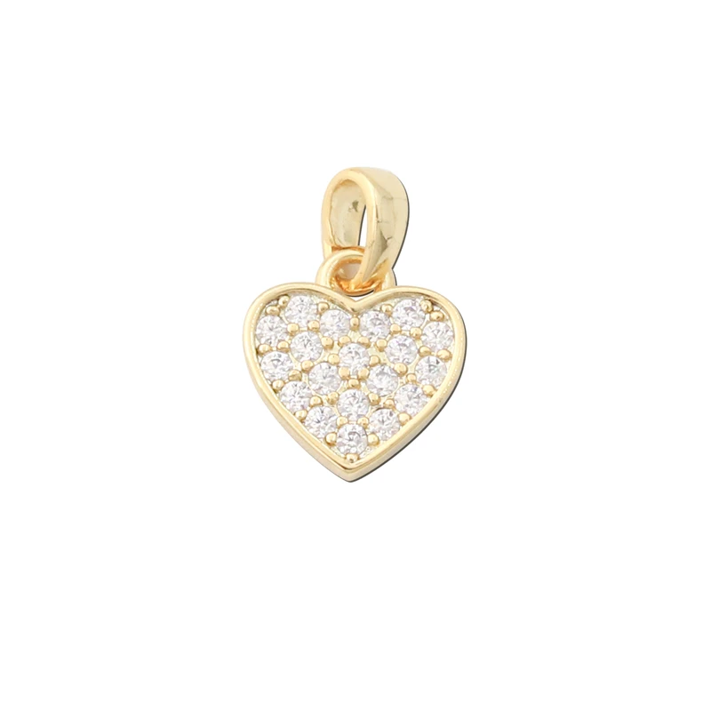 

10pcs Brass Inlaid Zircon Charms Pendants Accessories Heart Shape Size 10x11MM For Jewelry Making Diy Necklace Earrings