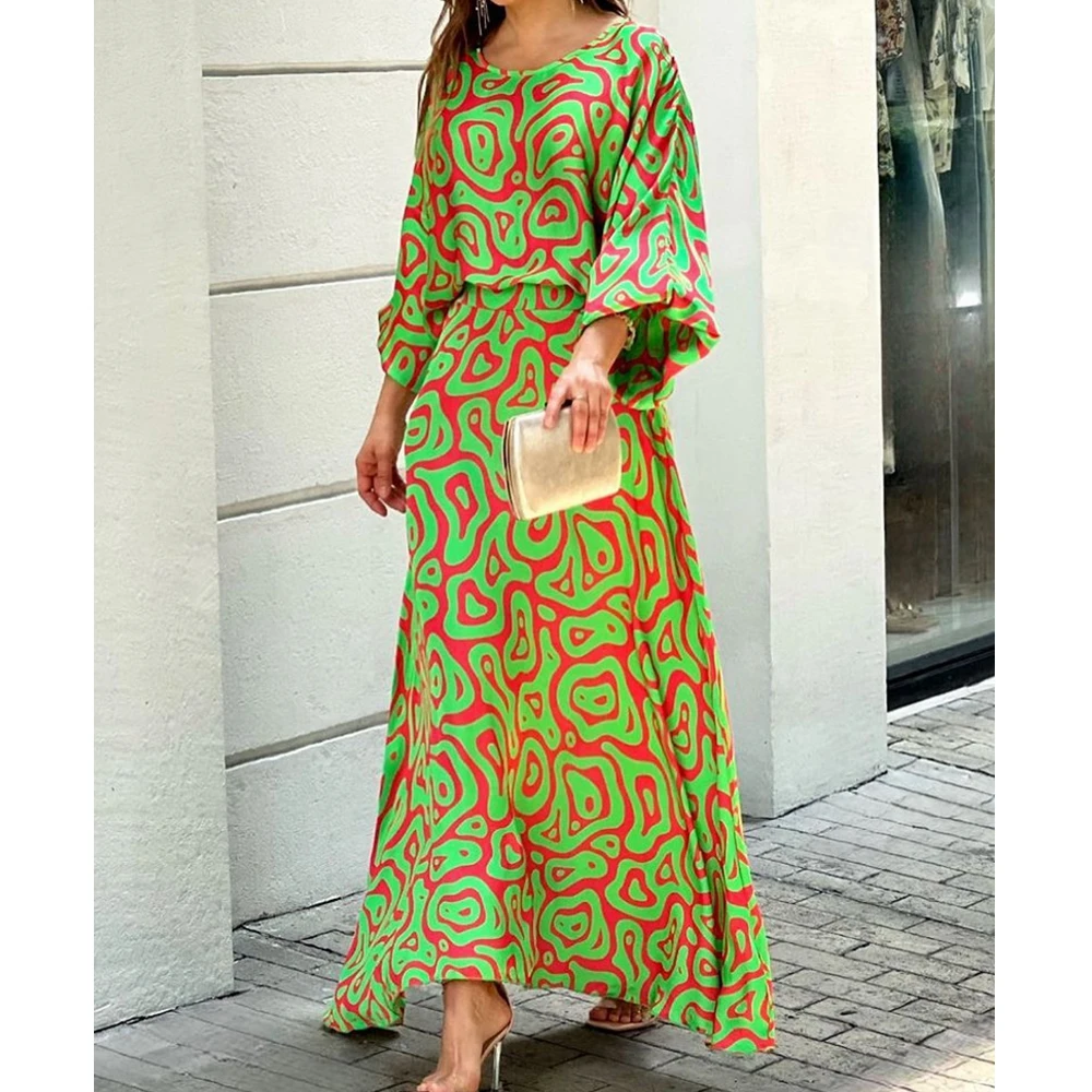 

Wepbel Summer Dress Sets Women Long Sleeve Tshirt Tops Loose High Waist Long Skirt Suit 2 Piece Sets Skirts Big Swing Skirts