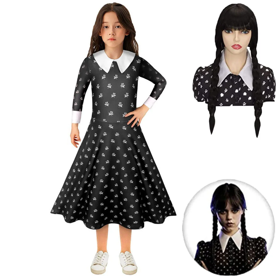 

Girl's Princess Dress Wednesday Kids Birthday Role-playing Carnival Scare Princess Dress Costume