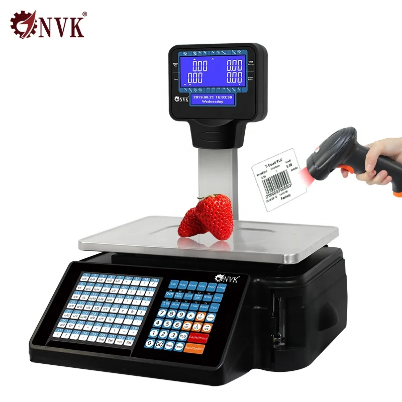 Фото Цифровые весы NVK TMA20 из нержавеющей стали на 30 кг с функцией расчета цены для супермаркетов, термопечатью чеков и весами на 15 кг для выдачи квитанций №4