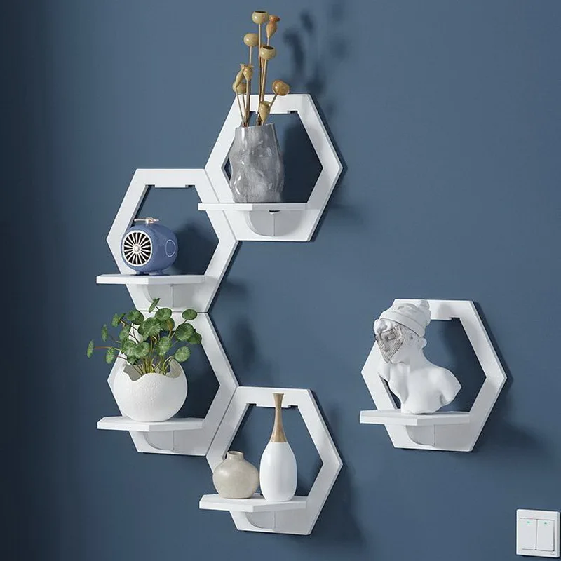 

Shelf-free punch-free bedside wall hanging living room wall decoration hanger hanging wall flower stand wall partition