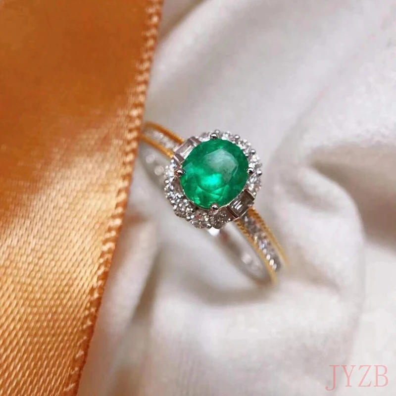 Simple design fashionable emerald ring 925 sterling silver gold plated lady ring ring exquisite simplicity