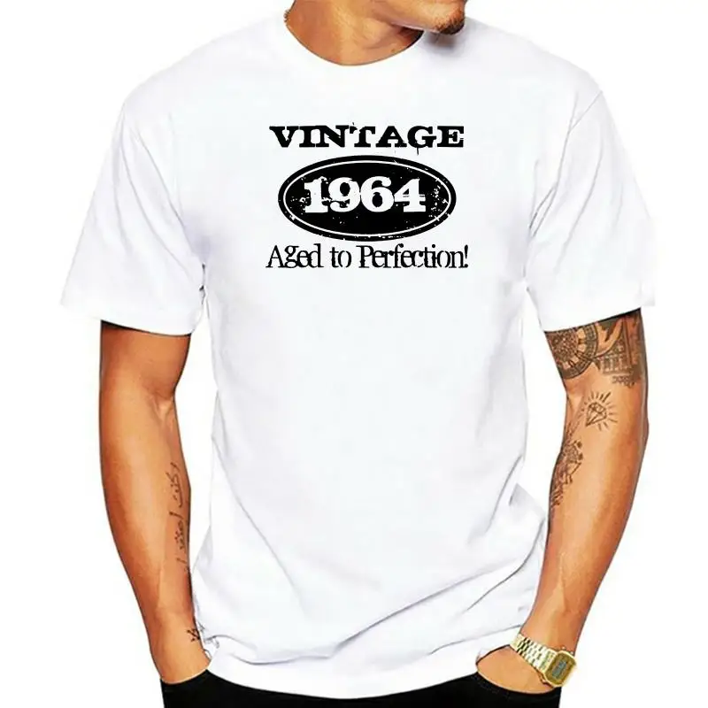 

2022 Printed Men T Shirt Cotton Short Sleeve 1964 Aged to perfection Vintage Birthday t shirt Women tshirt