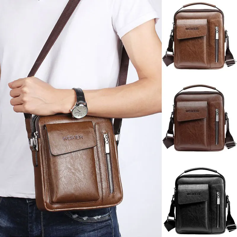 Casual Men Shoulder Bag Vintage Crossbody Bags Male Bag PU L