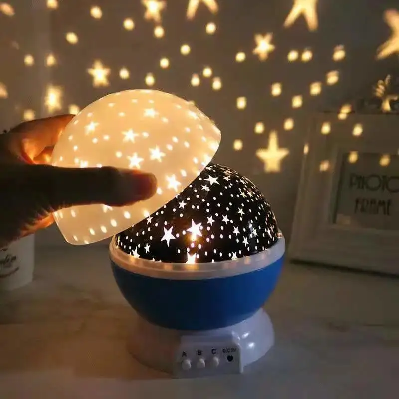 Star Projector Lamp Children Bedroom LED Night Light Baby Lamp Decor Rotating Starry Nursery Moon Galaxy Projector Table Lamp