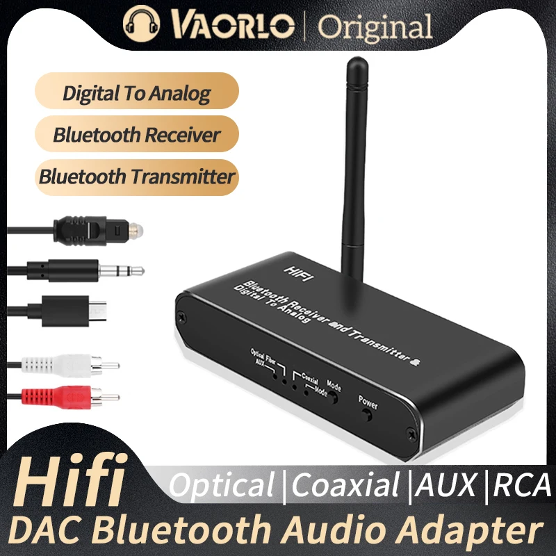 

HiFi DAC 192Khz Digital To Analog Converter Bluetooth Audio Transmitter Receiver Optical Coaxial 3.5MM AUX RCA Wireless Adapter