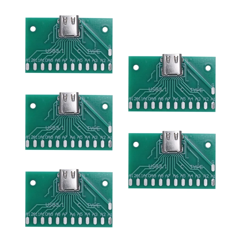 

5X DIY 24Pin USB-C USB 3.1 Type C Female Socket Connector Smt Type With Pc Board
