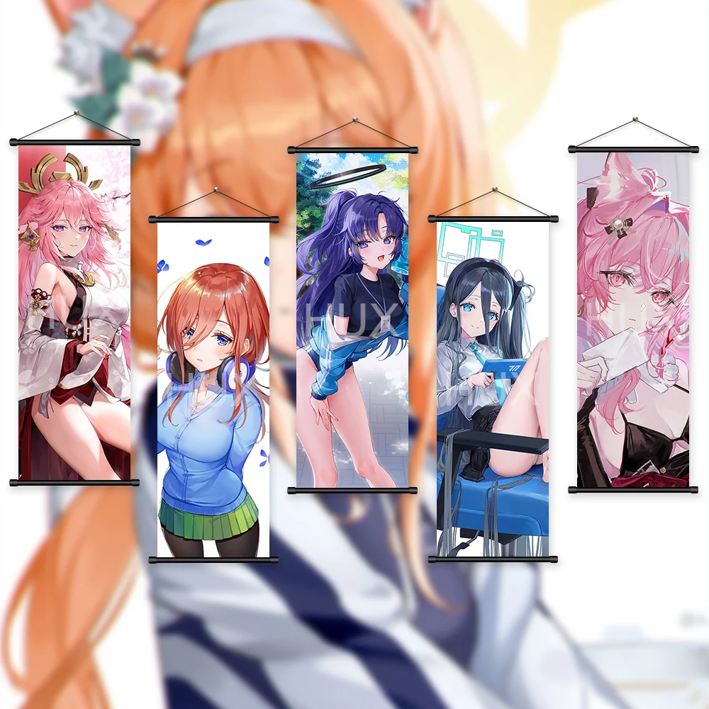 

Japanese Anime Girl Wall Art Cartoon Hanging Scroll Aesthetic HD Poster Painting Custom Home Room Decor Collectible Canvas Mural
