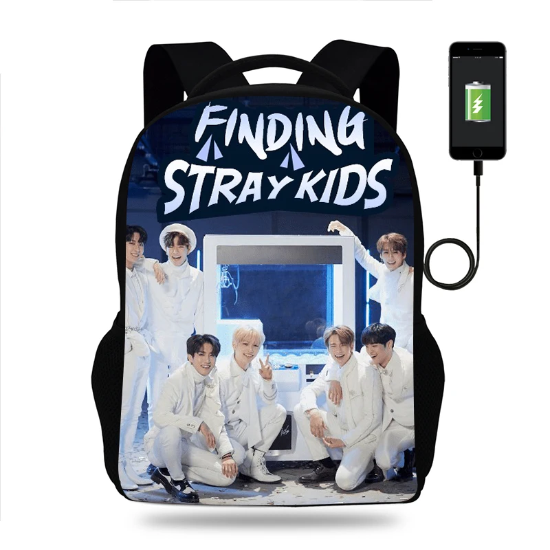 

Hot KPOP Stray Kids Backpack Boy Girl School Bag Student Teenager USB Charging Daily Travel Backpack Men Women Schoolbag Mochila