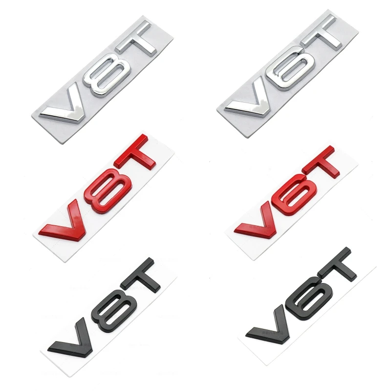 

3-D Tailgate Letters Number Badge Decal Sticker V8T V6T Swept Volume Black Silver Red Curved Emblem Self- Adhesive