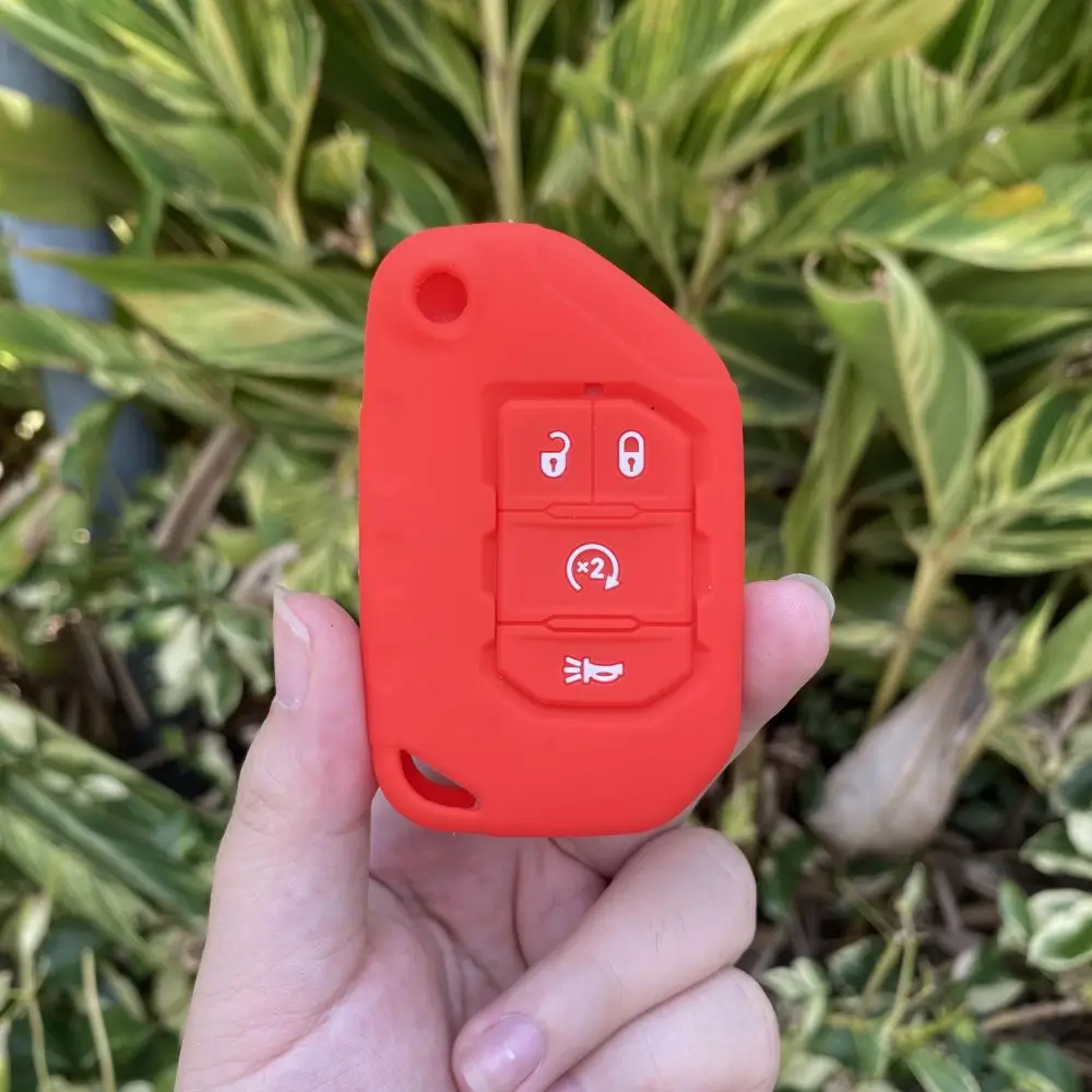 

5 цветов, 4 кнопки, силиконовый чехол с дистанционным управлением, чехол-цепочка для ключей от автомобиля, чехол для Jeep Wrangler JL JLU 2018 2019, защитный чехол для ключей