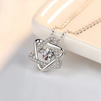 100 s925 sterling silver lady cubic zirconia pendant necklace five pointed star necklace six pointed star clavicle chain gift