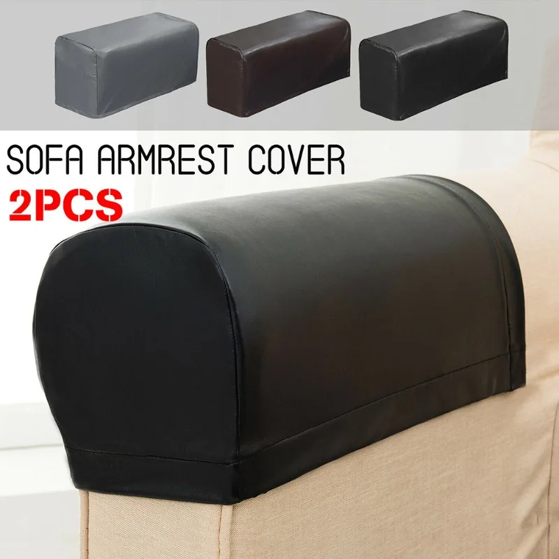

2 Pcs PU Leather Sofa Armrest Covers Protectors Stretchy Waterproof for Couch Chair Arm housses chaises cuir marron copridivano