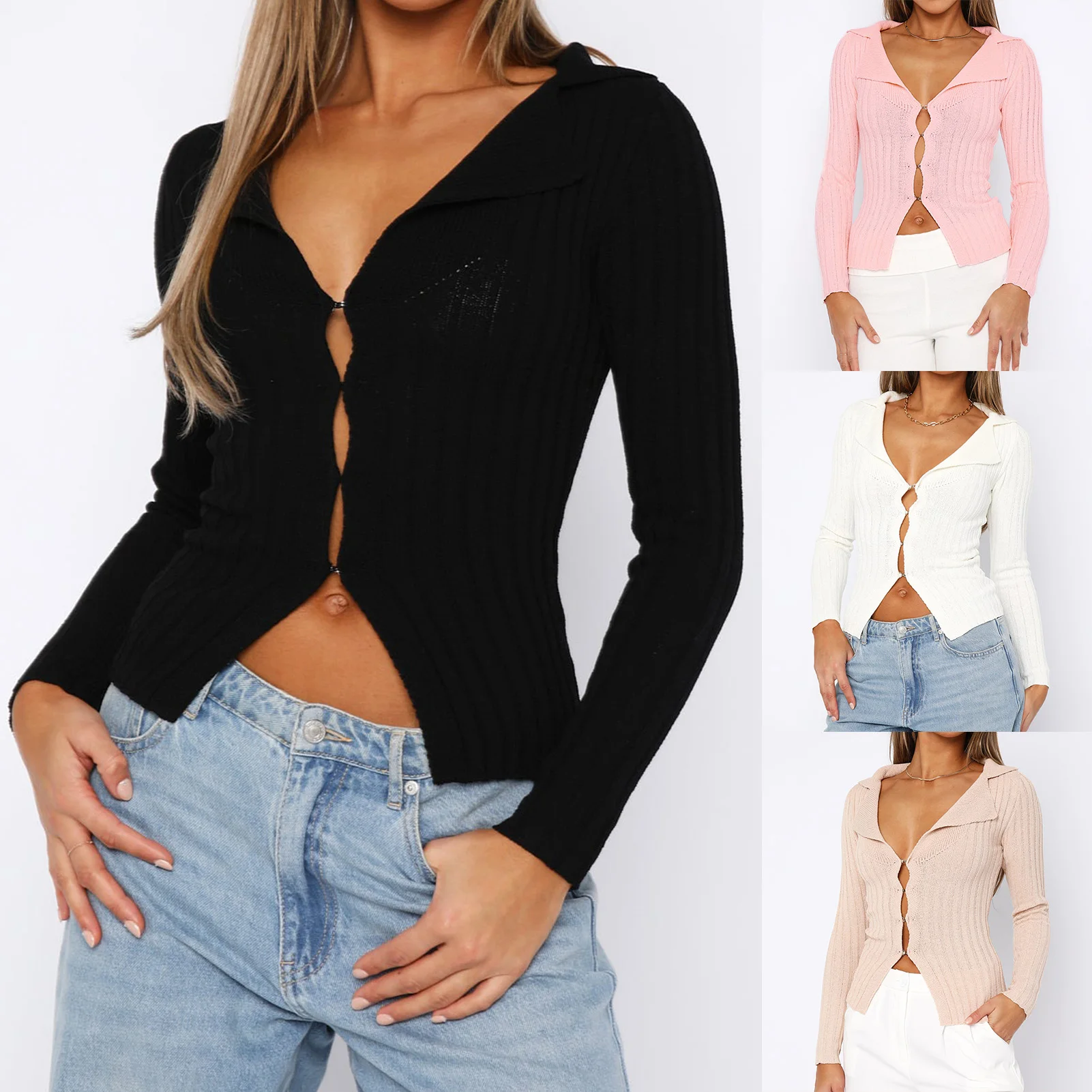 

Korean Style V-neck Short Knitted Sweaters Women Thin Cardigan Fashion Solid Chic Sleeve Sun Protection Crop Top Ropa Mujer 2023