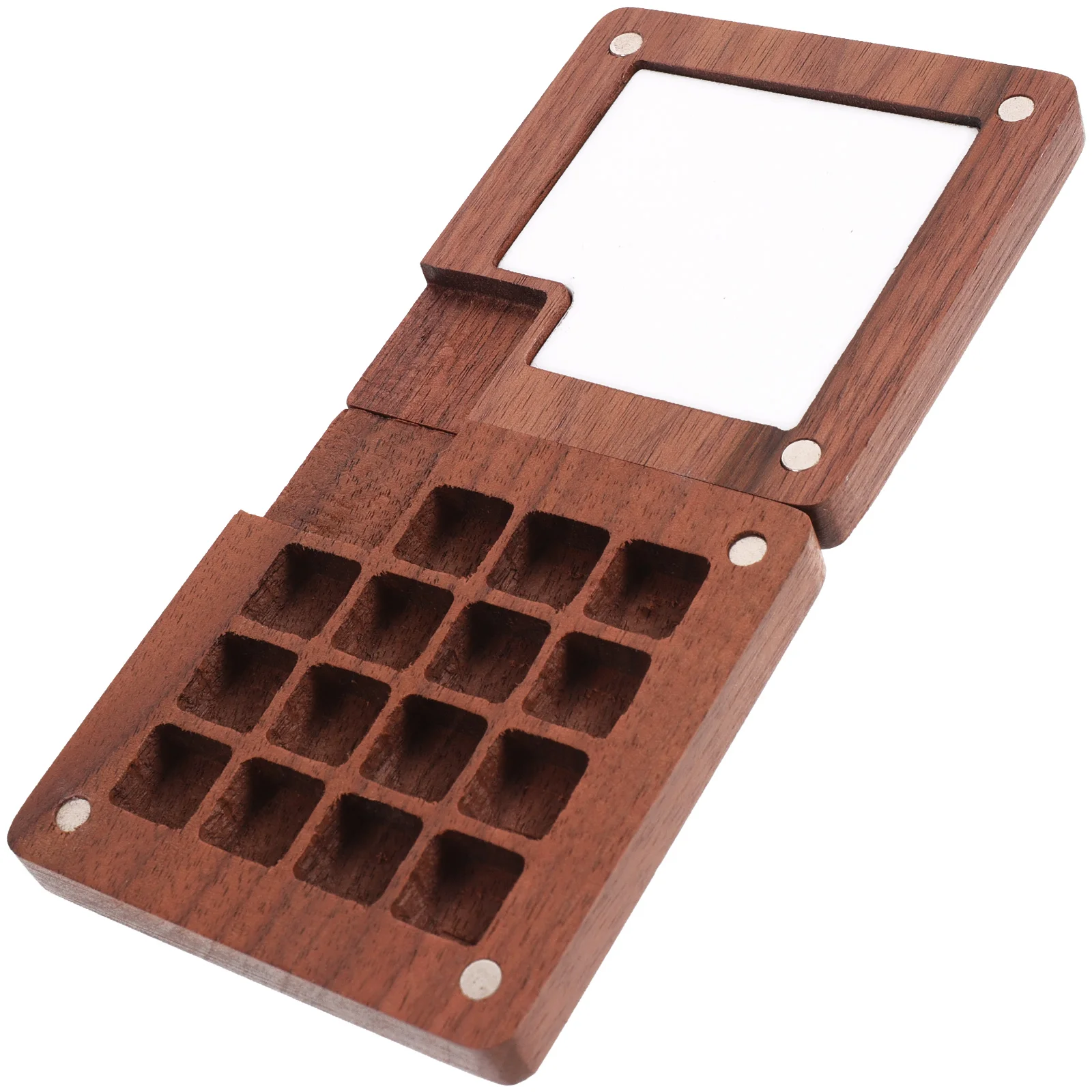 

Wooden Palette DIY Watercolor Pigment Tray Mixing Painting Mini Compartments Holder Case