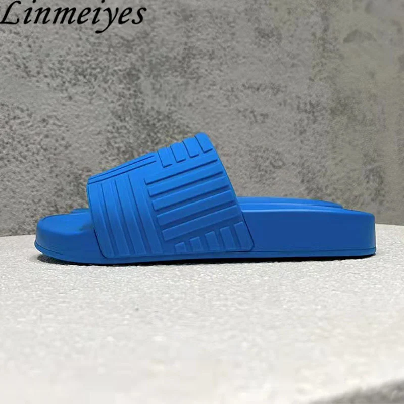 Summer Flat Slippers Women And Man Jelly Shoes Rubber Waterproof Sandals Thick Sole Slides Bathroom Slippers Men Size EU 35-45