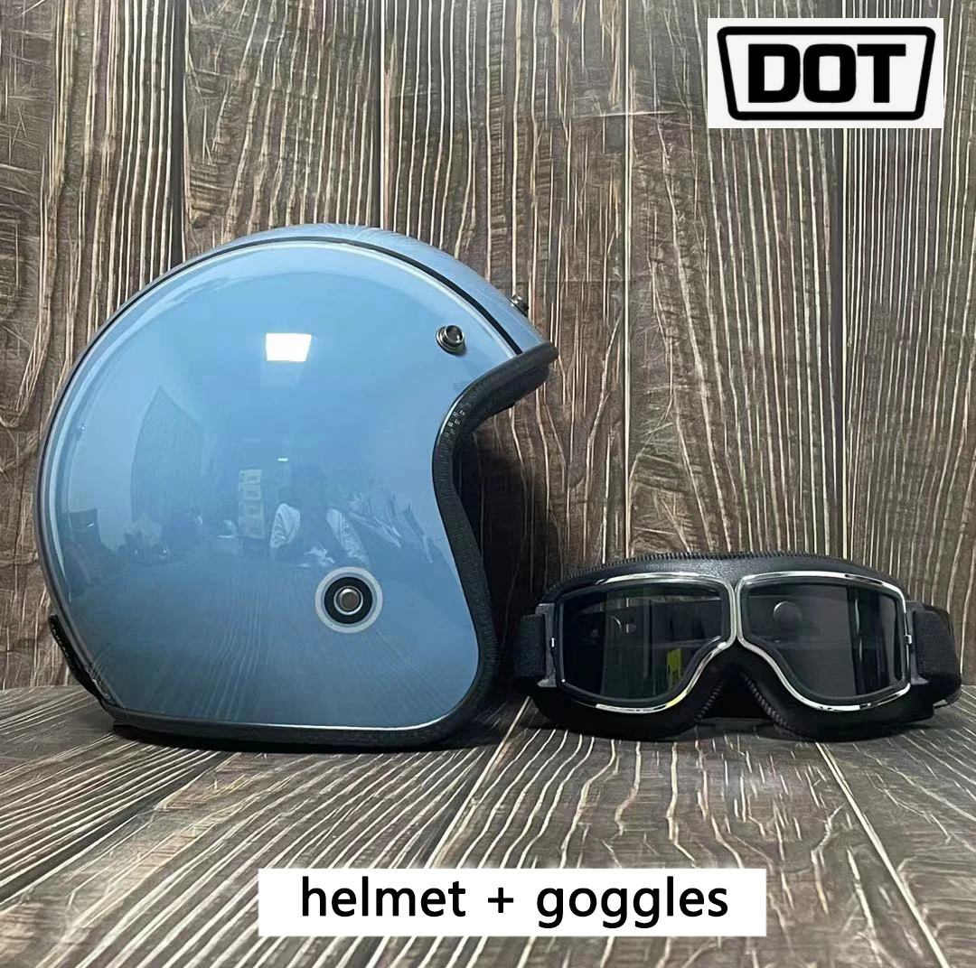DOT approved retro motorcycle helmet + goggles casco 3/4 open face helmet cafe racer helmet For Yamaha MT07 MT09 XJ6 FZ7 MT03 R1
