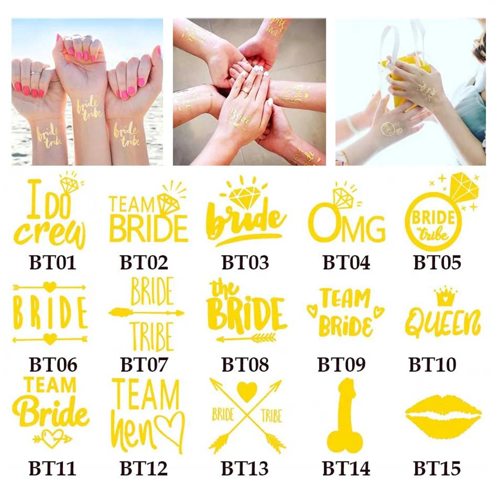 

10Pcs Bachelorette Party Bridal Decoration Tattoo Stickers Valentine's Day Party Wedding Engagement Party Themed Decorations