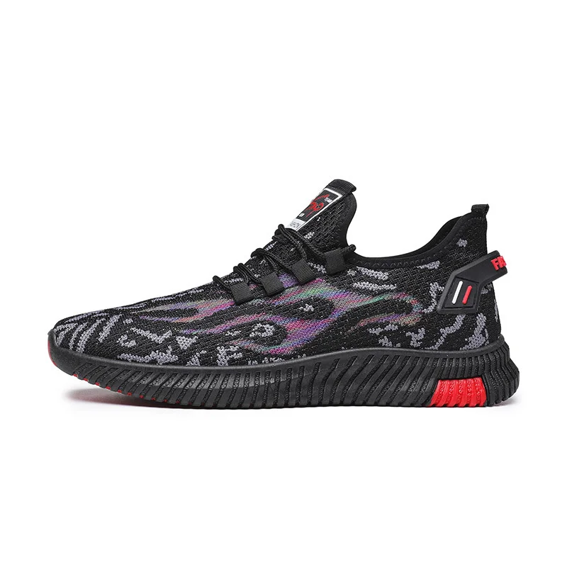 

New Men Comfortable sports shoes 2022 spring flying woven running shoes men's youth soft soled mesh sports shoes