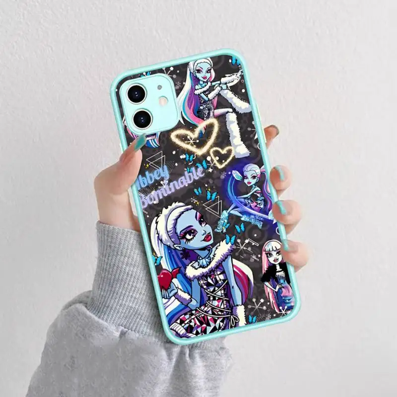 M-MonsterS Cartoon H-HighS Phone Case for iPhone 14 11 12 13 Mini Pro Max 8 7 Plus X XR XS MAX Translucent Matte Cover