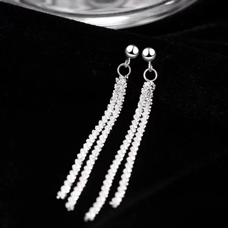 

Fashion Silver Color Dangle Earrings Piercing Long Tassel Metal Nuevo En Pendientes Korean Accessories for Women Jewelry Gifts