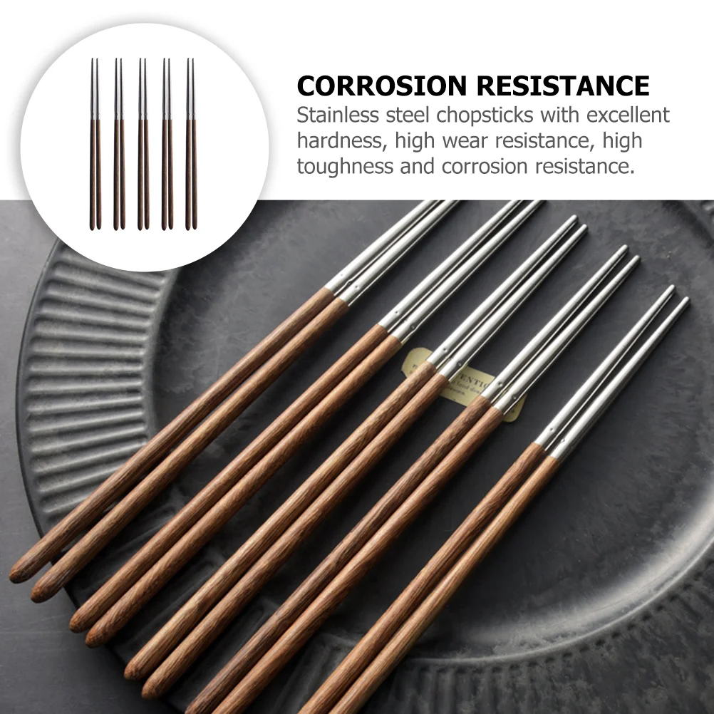 5 пар палочек для еды куриное крылышко деревянная ручка металлическая