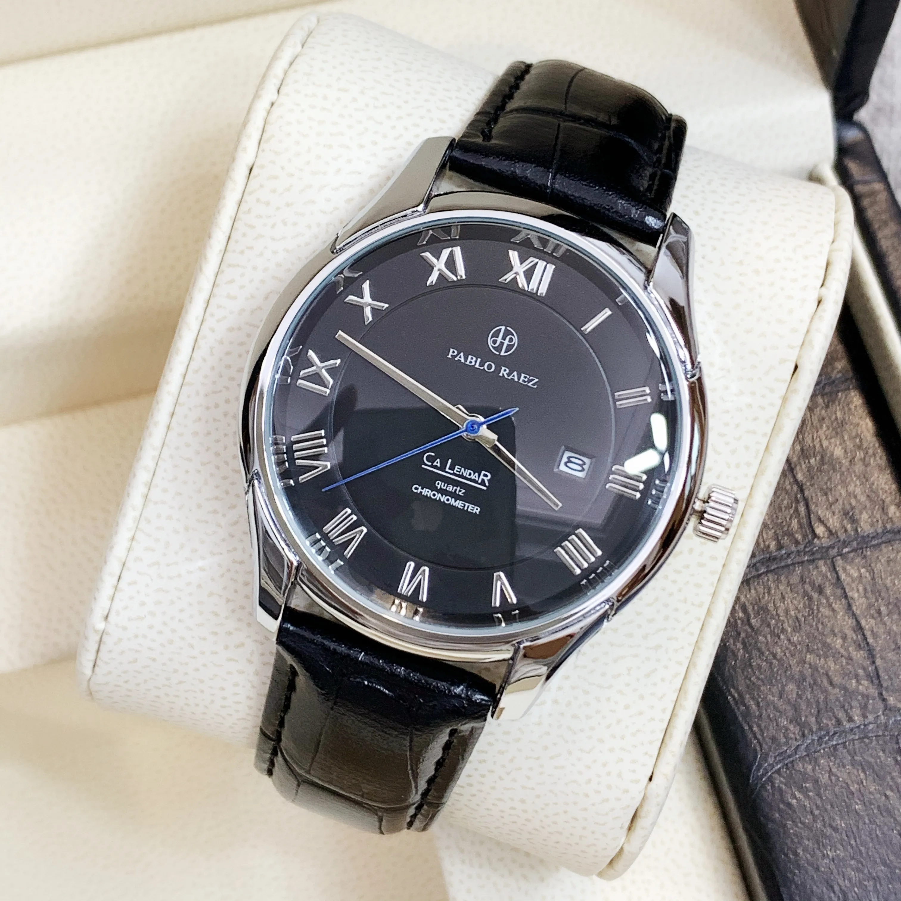 

PABLO RAEZ Mens Dress Watches Top Fashion Luxury Casual Leather Quartz Wristwatch Business Gift Clock Male Sport Date Waterproof