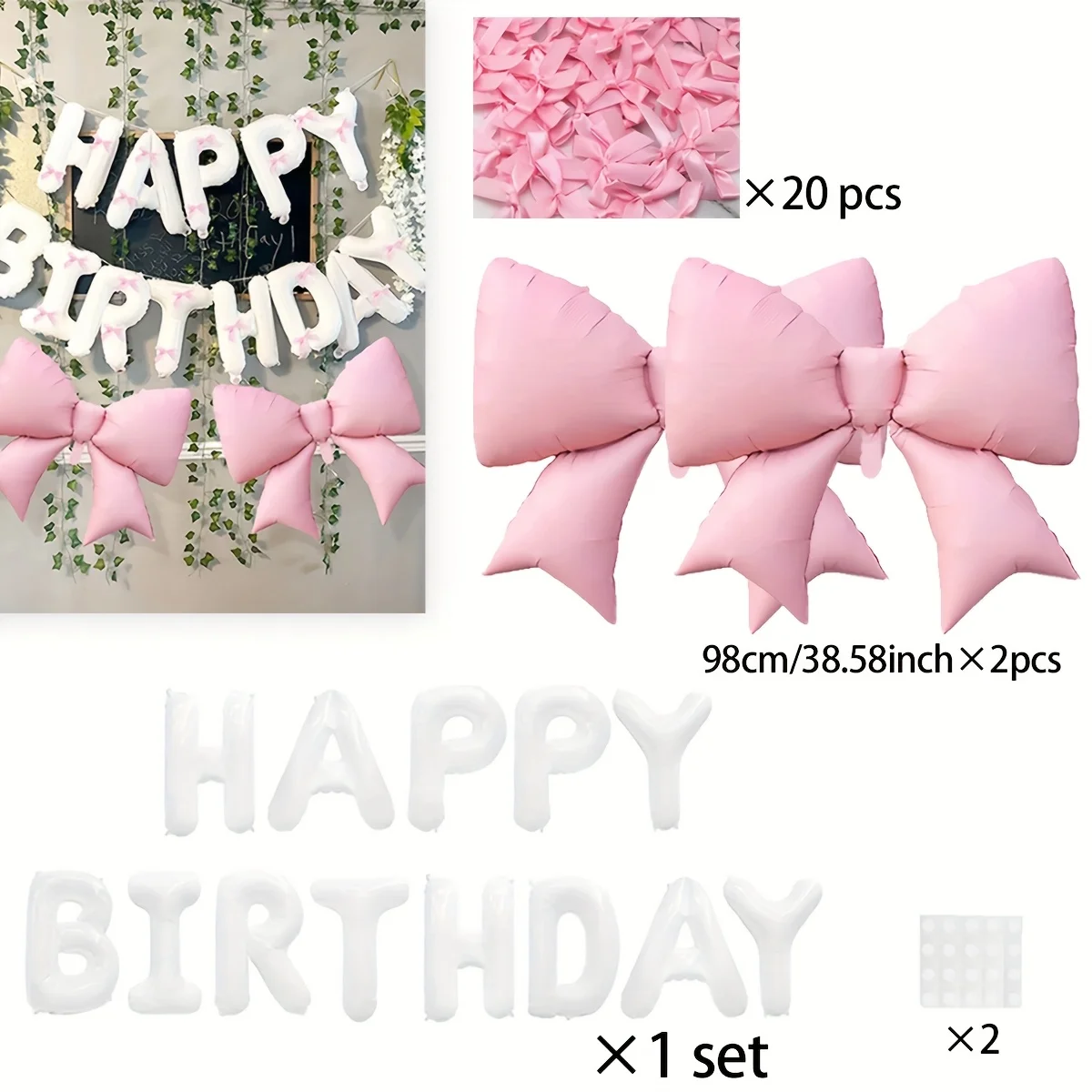 

Белые и светло-розовые шары для дня рождения