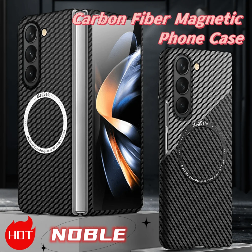 

For Funda Samsung Galaxy Z FLIP 5 4 3 Case Z FOLD 5 4 3 2 W22 W23 Case Carbon Fiber Magnetic Wireless Charging Shockproof Cover