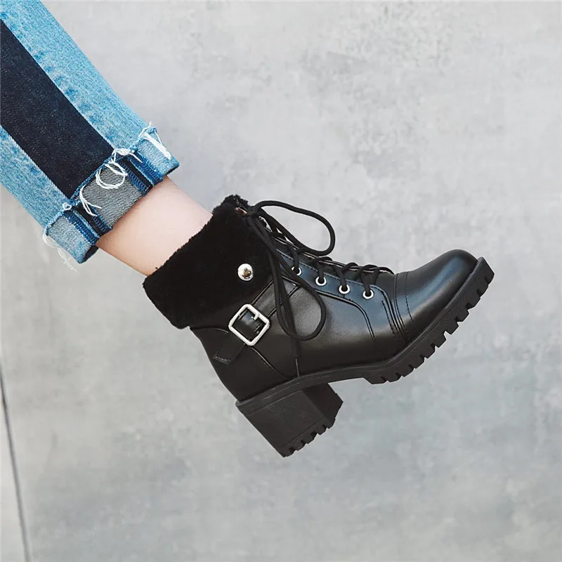 Женские ботильоны на шнуровке YMECHIC ботинки высоком блочном каблуке